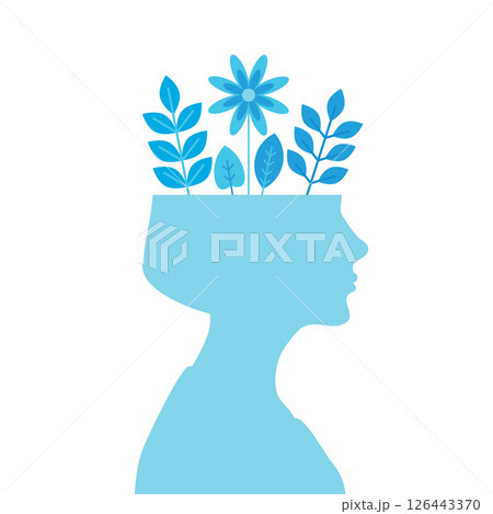 mental health concept human with blooming brain vector illustration 126443370