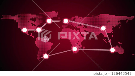 Image of world map and media icons on black background 126443545