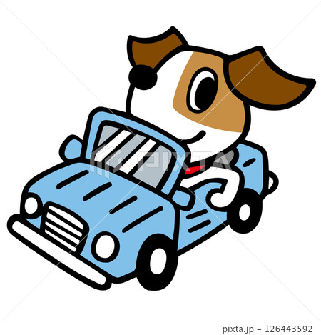 ジャックラッセルテリア犬キャラクター 車でドライブ ジャックラッセルテリア犬キャラクター 車でドライブ 126443592