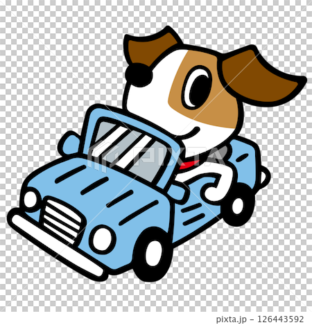 ジャックラッセルテリア犬キャラクター 車でドライブ ジャックラッセルテリア犬キャラクター 車でドライブ 126443592