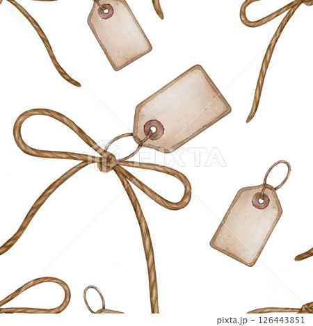 Gift tags and twine bows pattern Gift tags and twine bows pattern 126443851