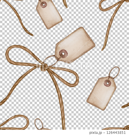Gift tags and twine bows pattern Gift tags and twine bows pattern 126443851
