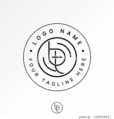 Logo design graphic concept creative premium vector stock image top sell initial BT TB font line connected monogram to typography tech business brand 126444011