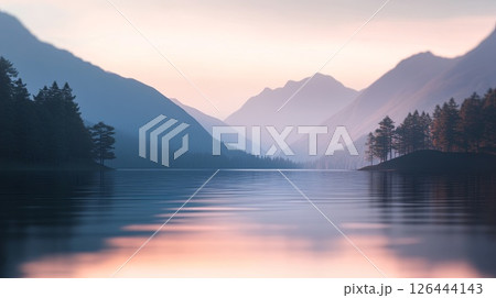 Lake in evening light, realistic, cinematic light, sharp focus. Lake in evening light, realistic, cinematic light, sharp focus. 126444143