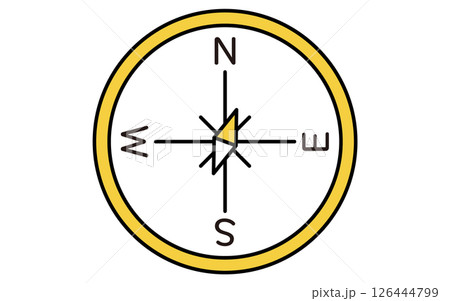 北北東をさす方位磁石のシンプルな線画アイコン 126444799