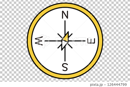 北北東をさす方位磁石のシンプルな線画アイコン 126444799