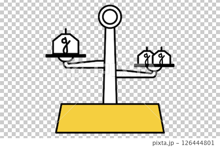 分銅ののった秤のシンプルな線画アイコン 126444801