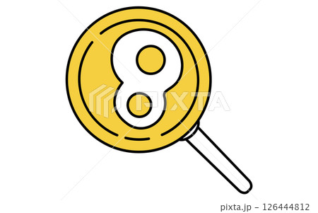 フライパンで焼く目玉焼きのシンプルな線画アイコン 126444812