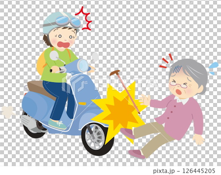 Accident involving a motorcyclist and an elderly person 126445205