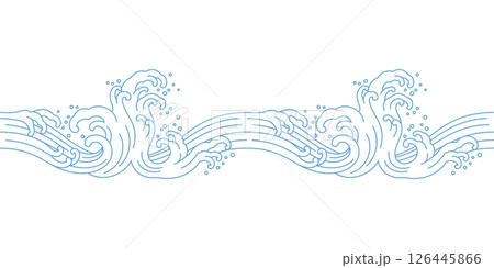 sea wave ocean seamless pattern outline decoration sea wave ocean seamless pattern outline decoration 126445866