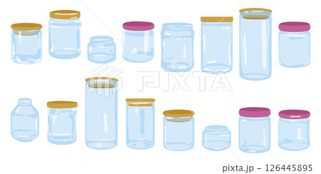 Cartoon Glass Jars Collection 126445895