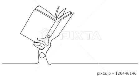 hand holding book one line drawing continuous minimalism hand holding book one line drawing continuous minimalism 126446146