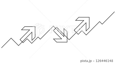 continuous line drawing of business graph growth investment 126446148