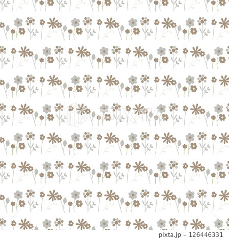 Seamless floral pattern. Colorful background in minimalist style with gentle flowers. Seamless floral pattern. Colorful background in minimalist style with gentle flowers. 126446331