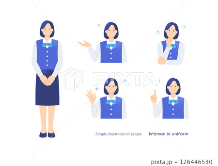 制服を着た女性 ホテルのフロントやコンシェルジュなど受付スタッフをイメージしたイラスト素材 制服を着た女性 ホテルのフロントやコンシェルジュなど受付スタッフをイメージしたイラスト素材 126446530
