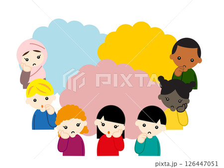 コピースペース　考える色々な人種の子どもたち 126447051