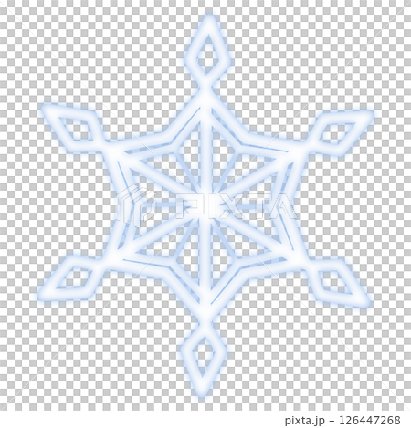 青い発光したシンプルで可愛い雪のイラスト 126447268
