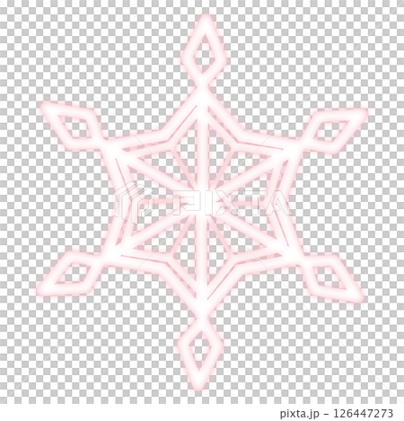 淡いピンクの発光したシンプルで可愛い雪のイラスト 126447273