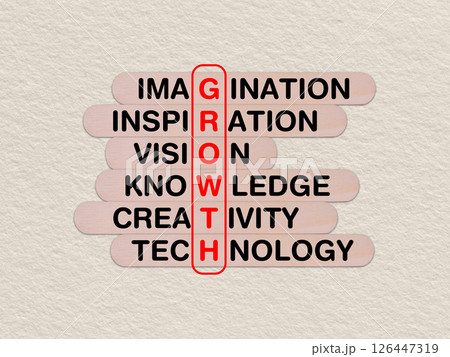 concept word growth, crossword written on wooden stick, business growth concept with copy space concept word growth, crossword written on wooden stick, business growth concept with copy space 126447319