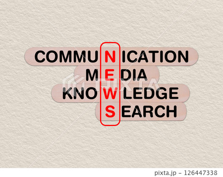 concept word news, crossword written on wooden stick, business news concept with copy space concept word news, crossword written on wooden stick, business news concept with copy space 126447338