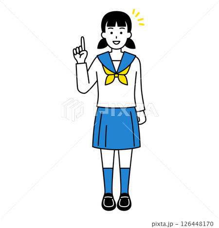 アイデアをひらめく女子学生（全身） 126448170