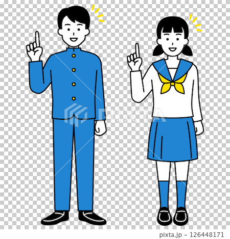 男女學生提出想法（全身） 126448171