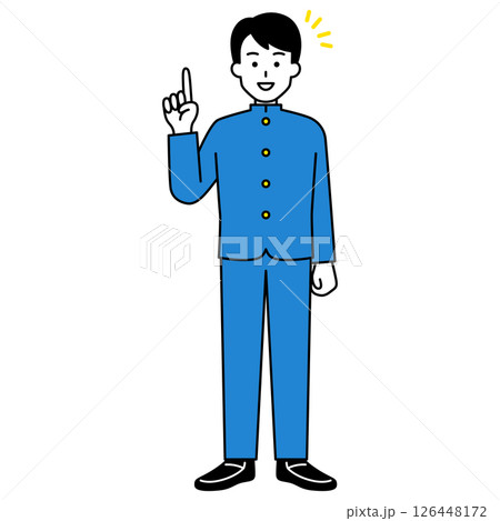 アイデアをひらめく男子学生（全身） 126448172
