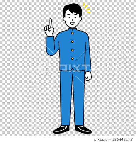 アイデアをひらめく男子学生（全身） 126448172