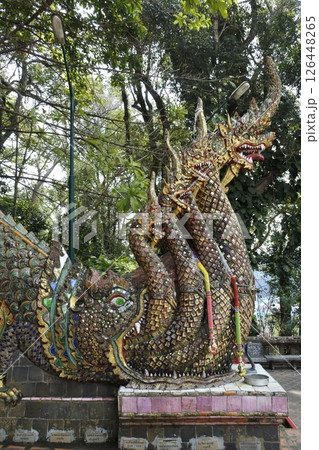 タイ・チェンマイ、ワット・ドーイステープのナーガ 126448265