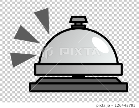 Illustration of a desk bell that is rung at the reception desk to call or inform customers 126448793