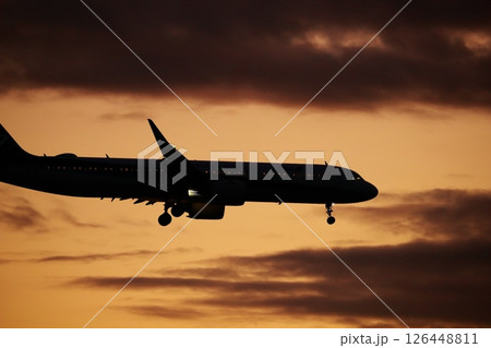 飛行機の着陸 126448811