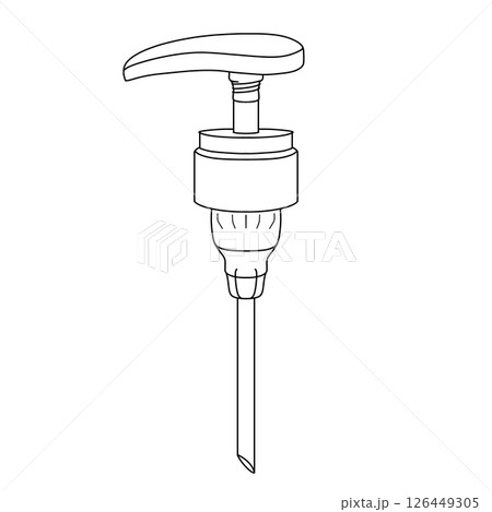 Pump dispenser head isolated line drawing Pump dispenser head isolated line drawing 126449305