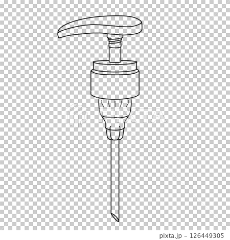 Pump dispenser head isolated line drawing Pump dispenser head isolated line drawing 126449305