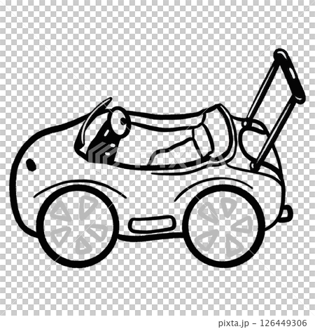 Car-like trolley for child cartoon outline illustration Car-like trolley for child cartoon outline illustration 126449306