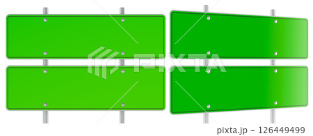 Blank Green Directional Road Signs, Rectangular...のイラスト素材 [126449499 ...