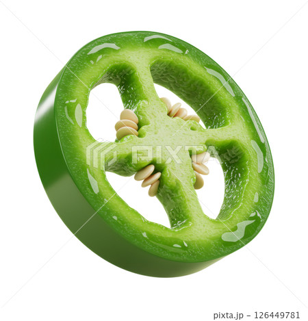 Fresh Green Jalapeno Pepper Slice with Seeds 126449781
