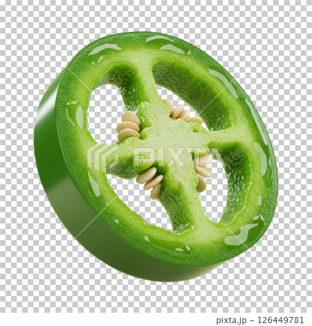 Fresh Green Jalapeno Pepper Slice with Seeds 126449781