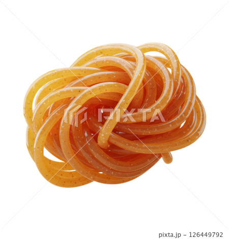 Glossy Orange Spaghetti Noodle Coil 3D Render 126449792