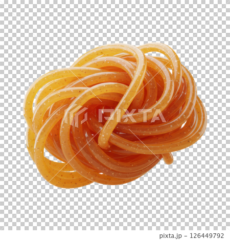 Glossy Orange Spaghetti Noodle Coil 3D Render 126449792
