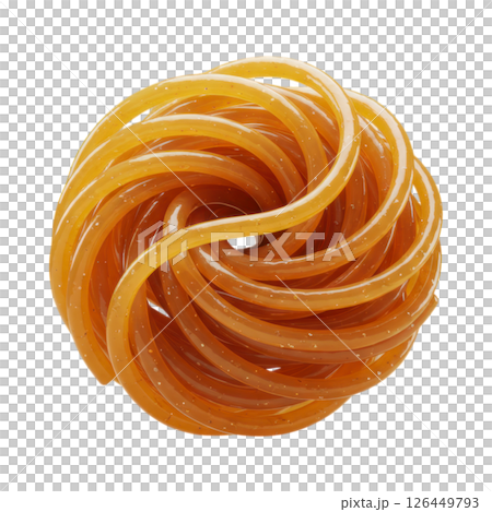 Golden Brown Spaghetti Noodle Swirl 3D Render Golden Brown Spaghetti Noodle Swirl 3D Render 126449793