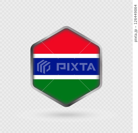 Gambia Flag Icon in Hexagon Shape. 126449864