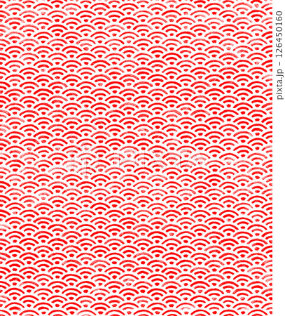 赤い青海波の手描きイラスト 126450160