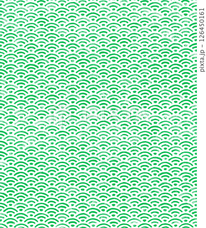 緑の青海波の手描きイラスト 126450161