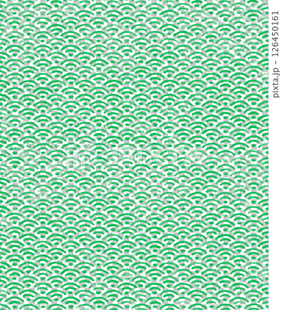 Hand-drawn illustration of green sea waves 126450161
