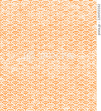 橙色の青海波の手描きイラスト 126450162