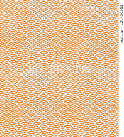 Hand-drawn illustration of orange sea waves 126450162