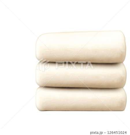 Soft and Cozy Cream Blankets Stacked Neatly for Home Decor or Bedding Use 126451024