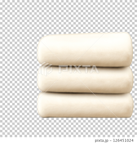 Soft and Cozy Cream Blankets Stacked Neatly for Home Decor or Bedding Use 126451024