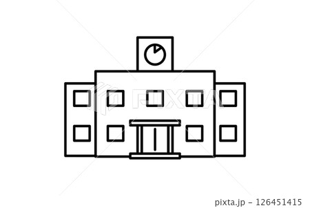 学校校舎のシンプルな線画アイコン 126451415
