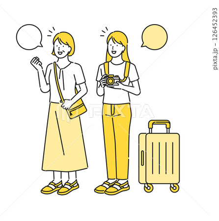 イラスト素材【旅行シーン】：旅行に行く親子 126452393